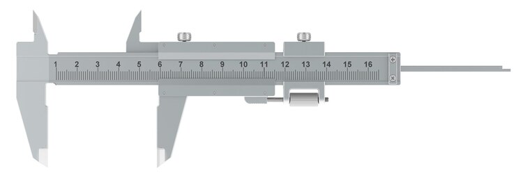 PSD rendering 3d de vernier caliper aislado en un fondo transparente
