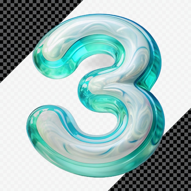 Rendering 3D d'un verre numéro trois