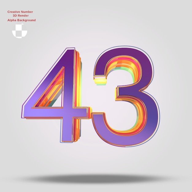rendering 3d viola numero 43 per il design