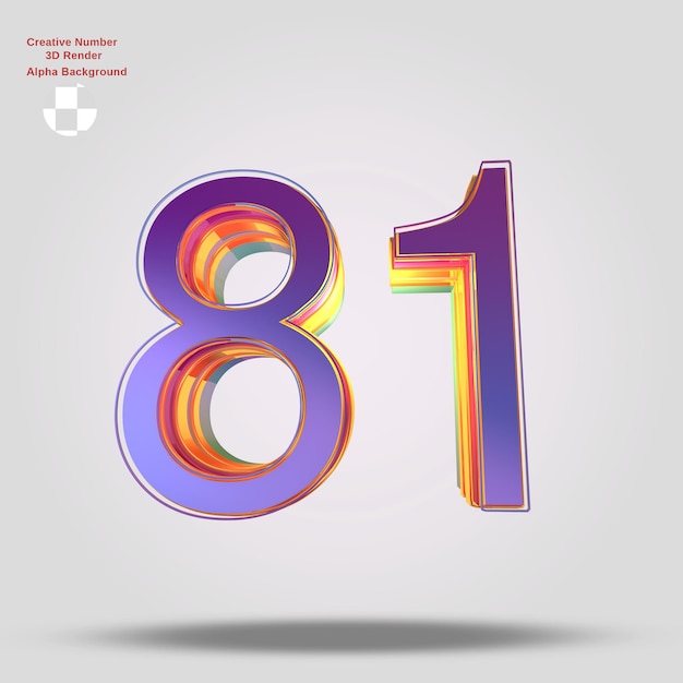 rendering 3d viola numero 81 per il design