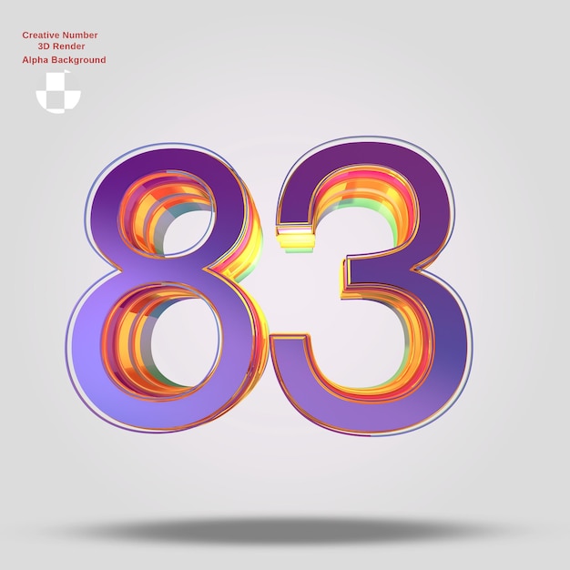 rendering 3d viola numero 83 per il design
