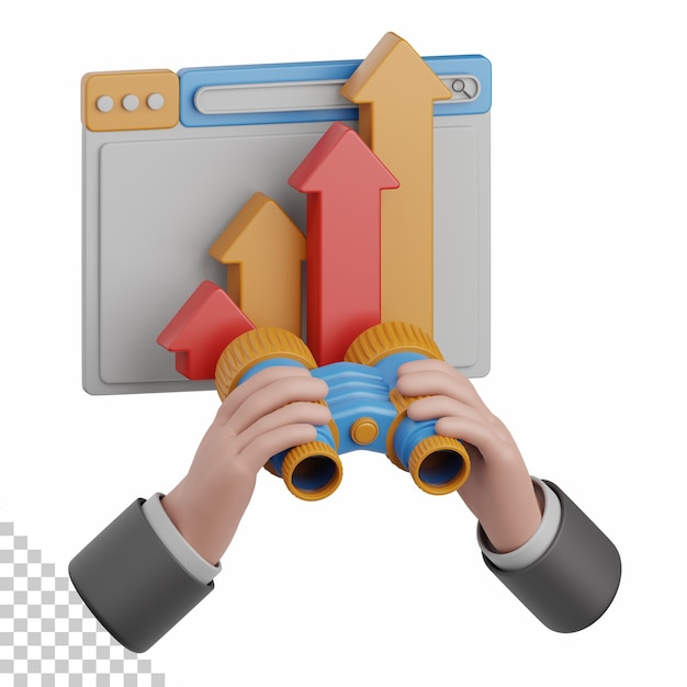 Rendering 3D de visibilidad web aislada útil para la optimización de sitios web de SEO y otros