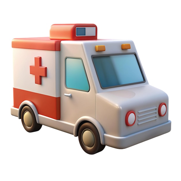 PSD rendering 3d de voitures d'ambulance