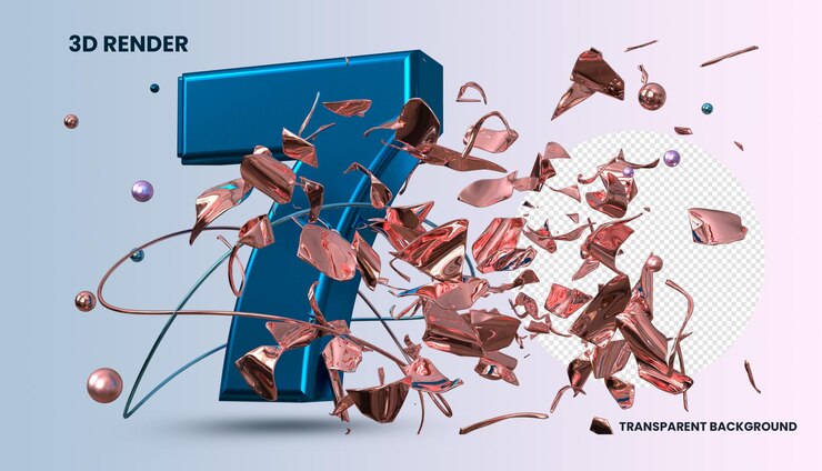 PSD rendering creativo di lusso blu numero 3d con illustrazione di stoffa rosa
