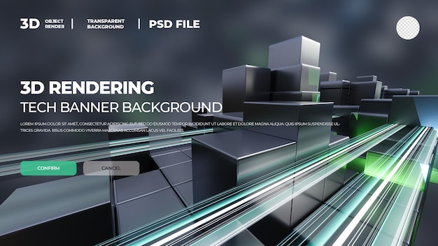 Rendering de cube 3D à l'arrière-plan de la bannière HD