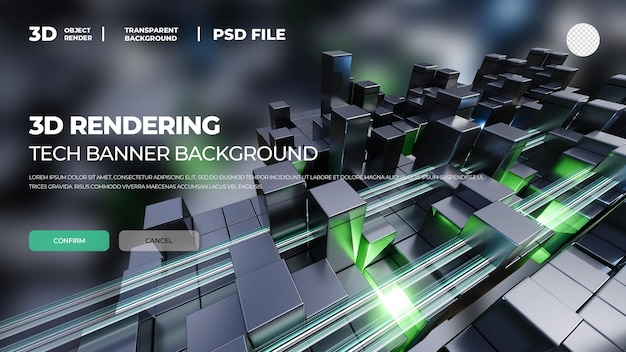 Rendering de cube 3D à l'arrière-plan de la bannière HD