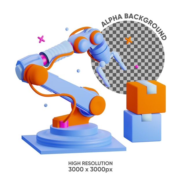 Rendering dell'icona 3D del braccio del robot