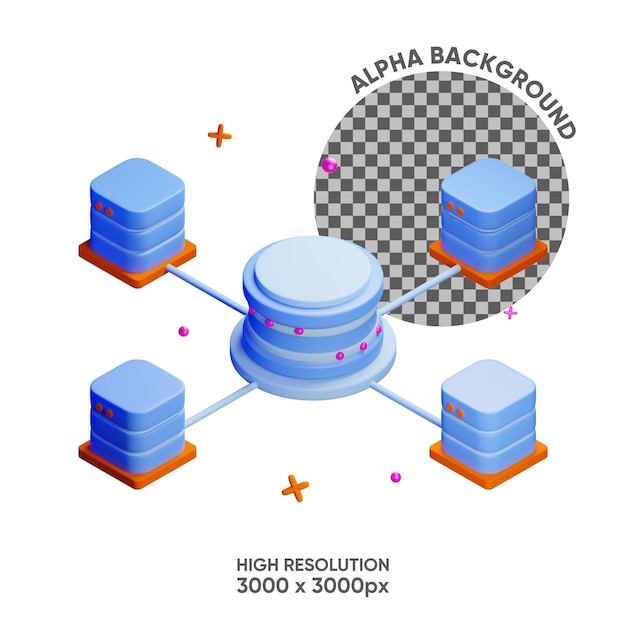 Rendering dell'icona blockchain 3D