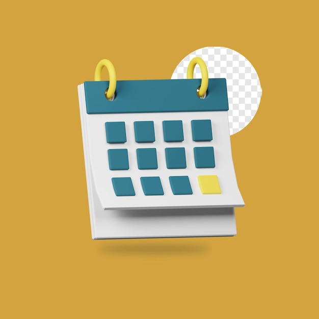 Rendering dell'icona del calendario mobile 3D