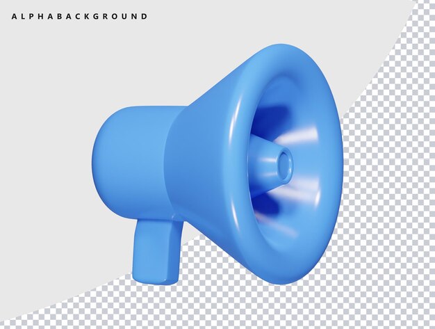 Rendering dell'icona del megafono in 3D