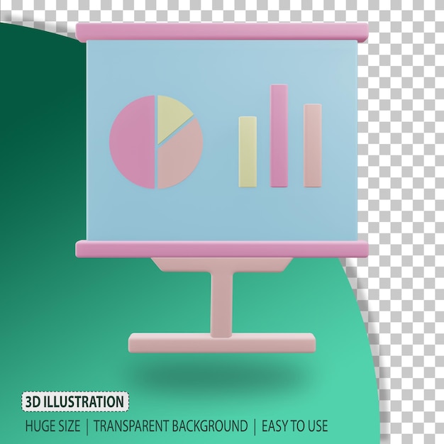 Rendering dell'icona di presentazione 3d con sfondo trasparente