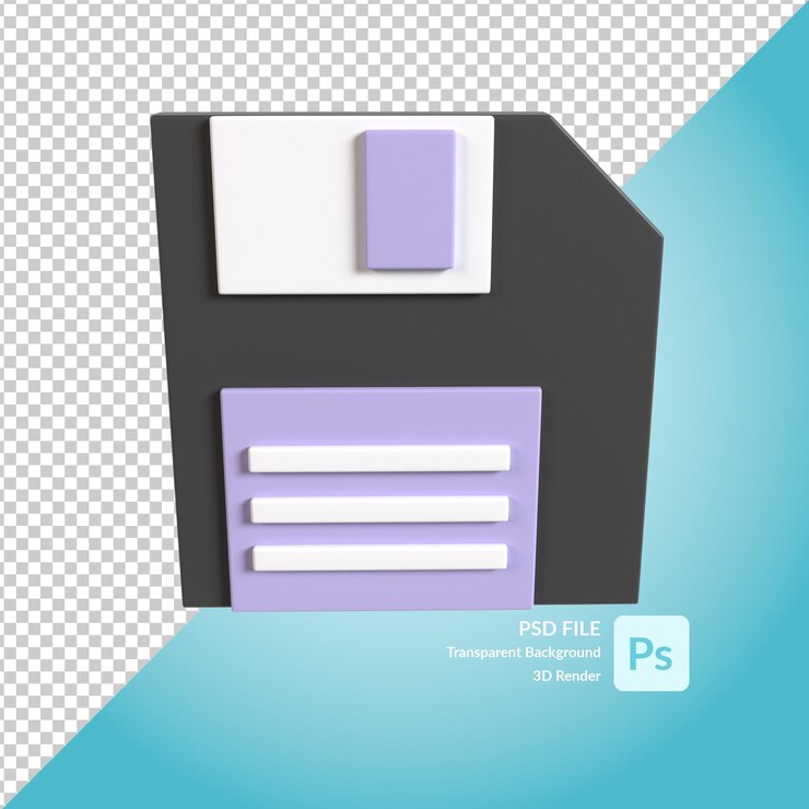 PSD rendering dell'illustrazione 3d del dischetto