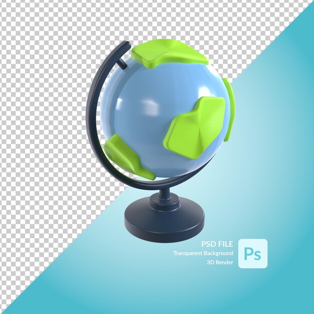 rendering dell'illustrazione 3d del globo terrestre