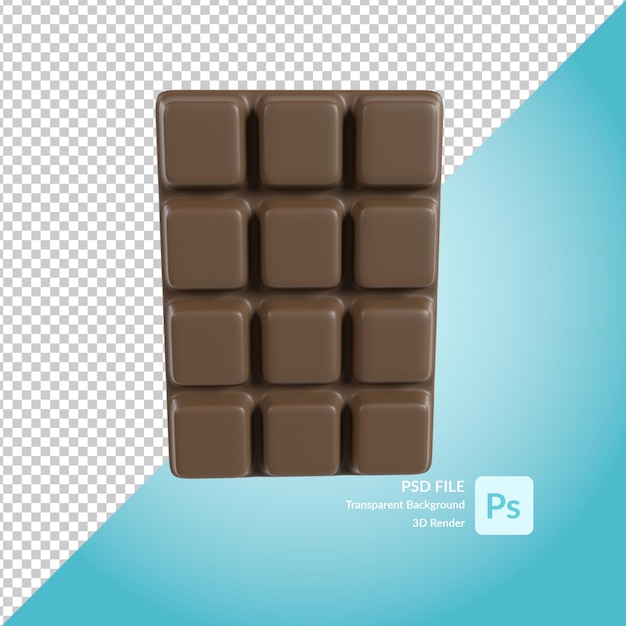 rendering dell'illustrazione 3d della barra di cioccolato