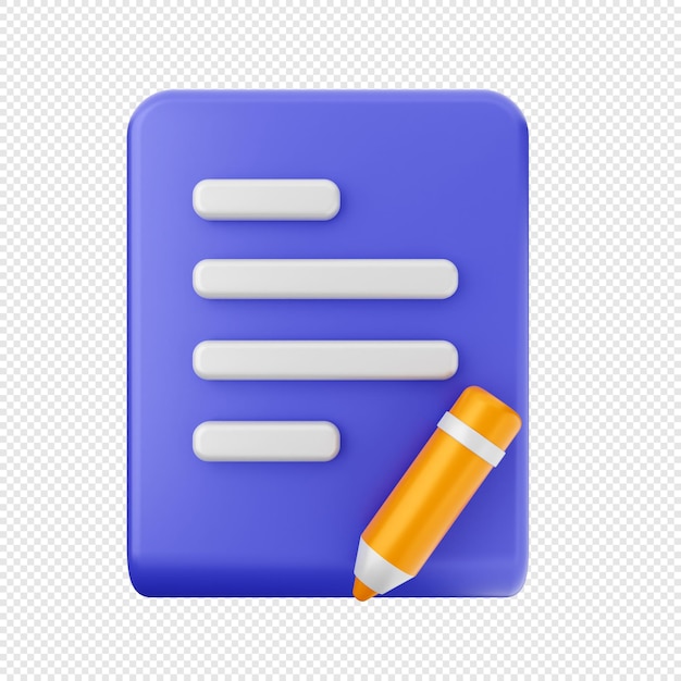 Rendering dell'illustrazione dell'icona del documento di file 3D