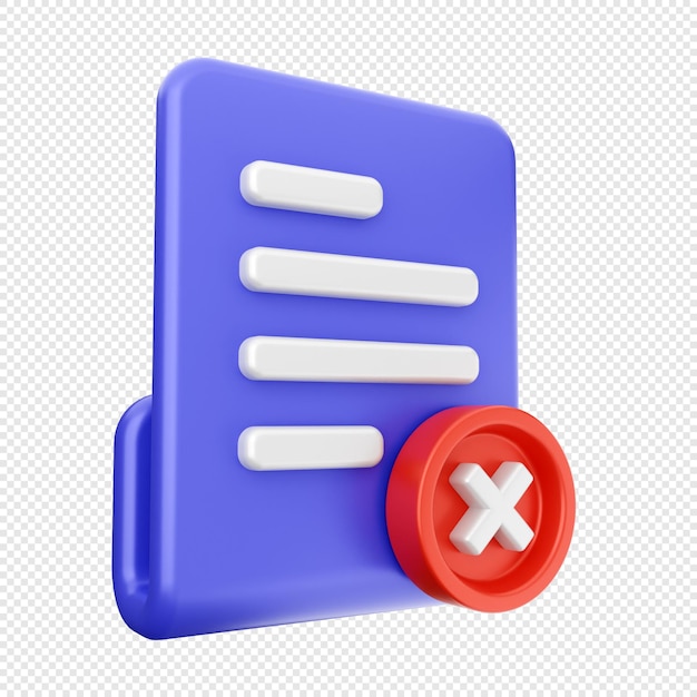 Rendering dell'illustrazione dell'icona del documento di file 3D