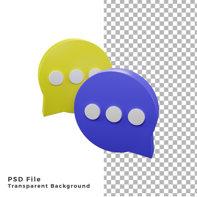 Rendering di alta qualità dell'icona della chat della bolla del cerchio 3D