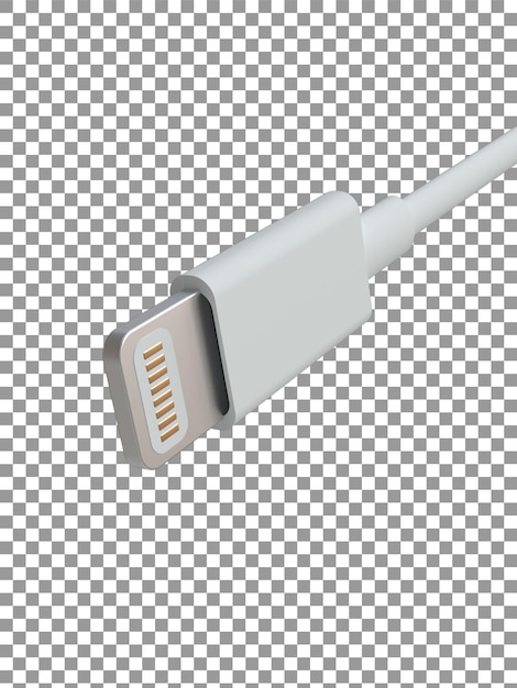 Rendering di cavi 3D USB Lightning Type Visualizzazione della connettività di alta qualità