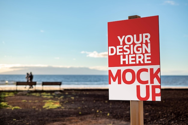 Rendering di design mockup poster sul mare