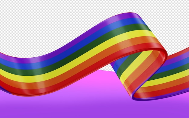 Rendering di giorno di orgoglio del nastro colorato 3d per la composizione