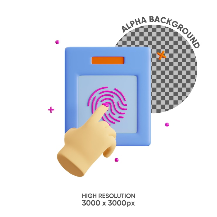 PSD rendering di icone 3d biometriche