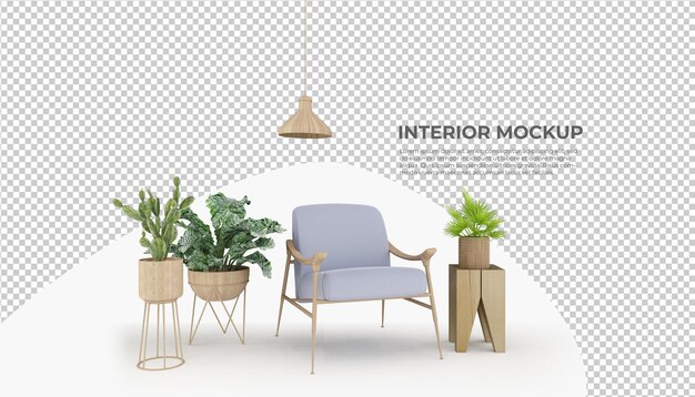 Rendering di mockup di arredamento per interni