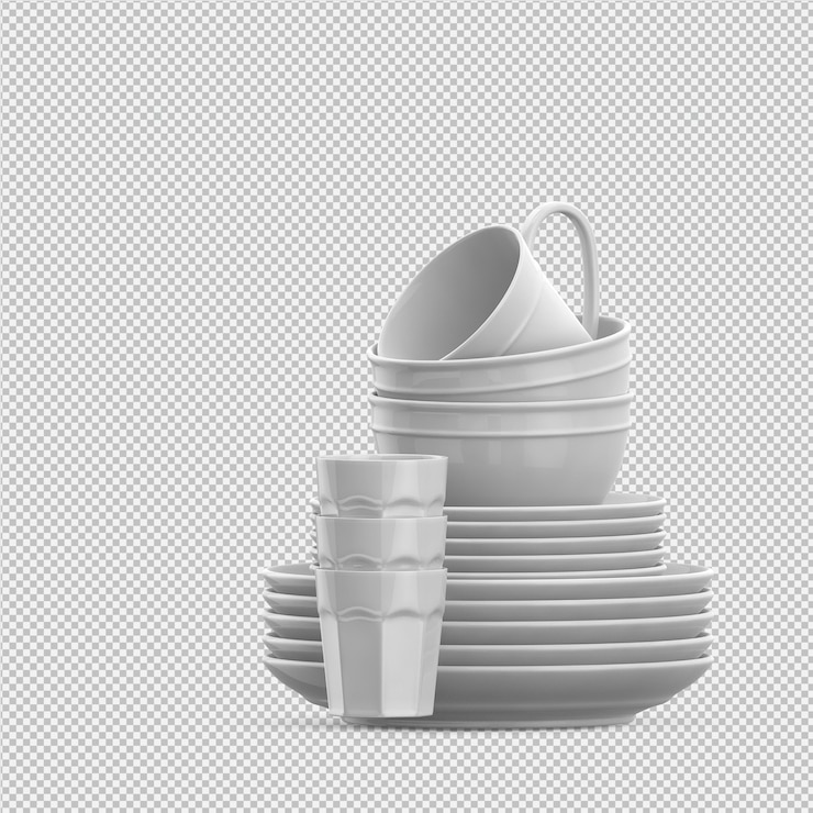PSD rendering di piatti isolati 3d isolati