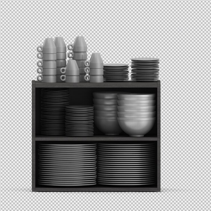 PSD rendering di piatti isolati 3d isolati