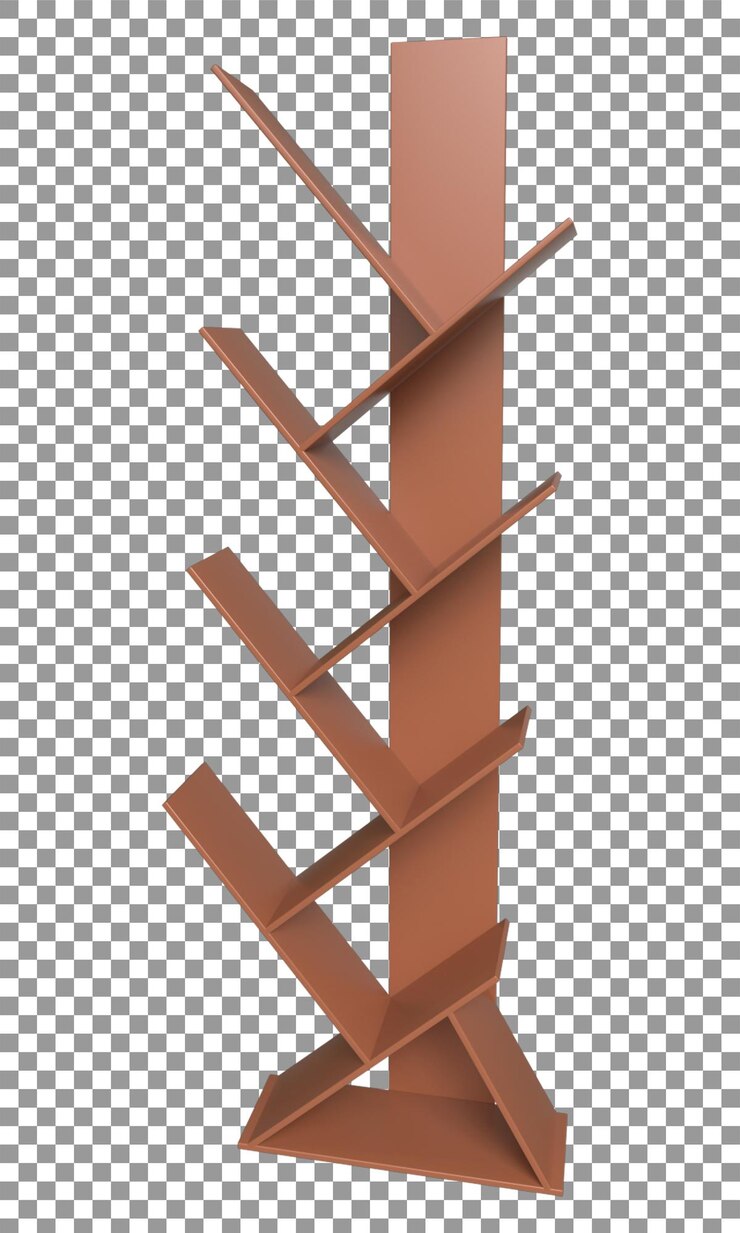 PSD rendering di scaffale di libri in legno realistico vuoto