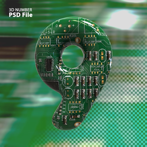 Rendering di schede PCB elettroniche con texture numero 3d