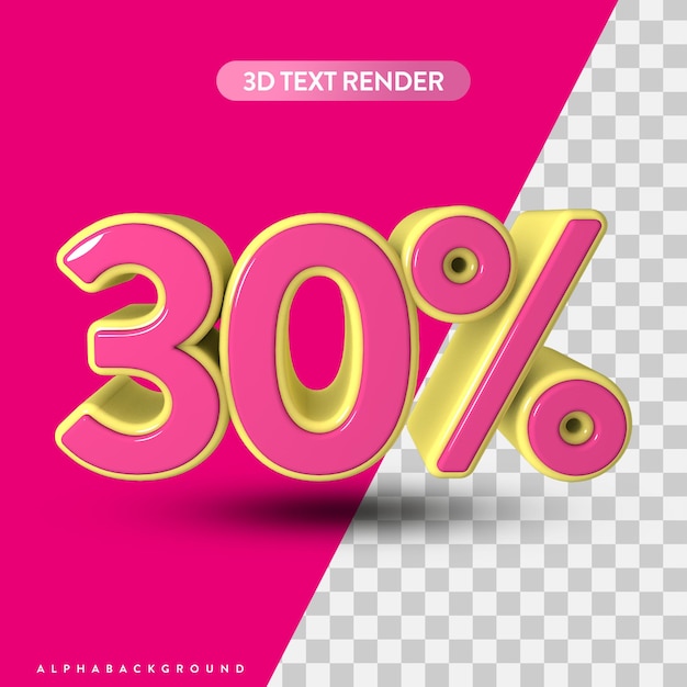 Rendering di testo 3D del numero di sconto