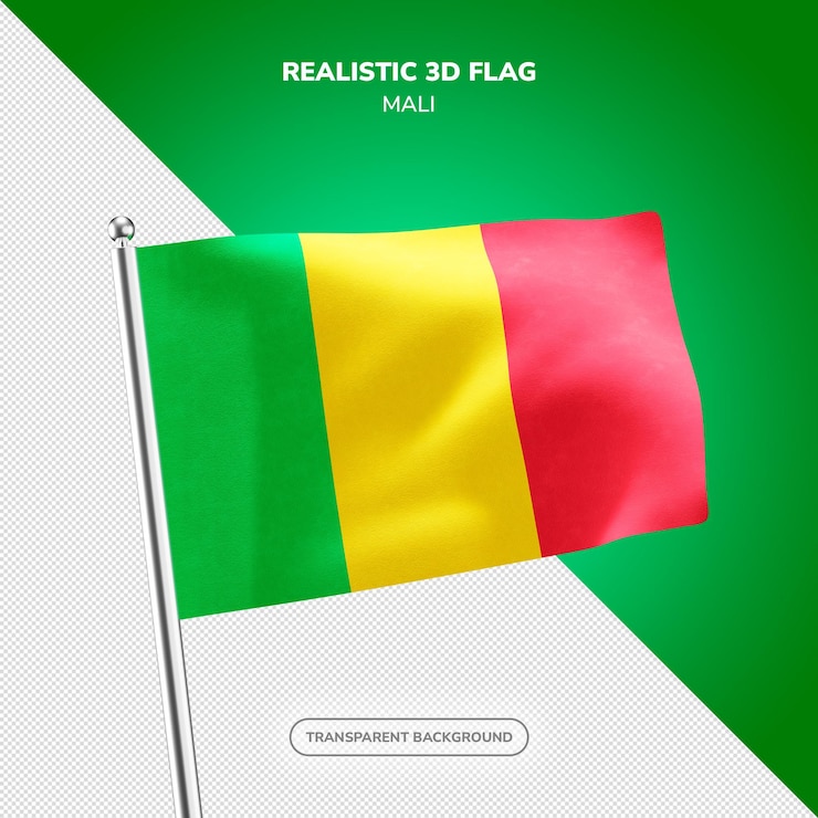 PSD rendering de drapeau 3d réaliste de psd mali