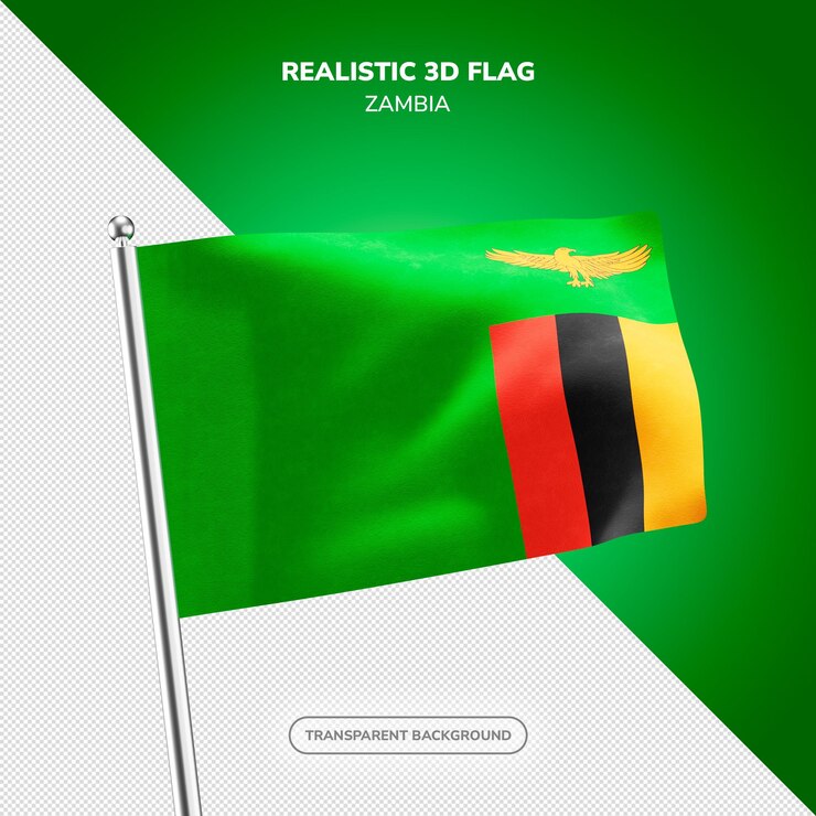 PSD rendering de drapeau 3d réaliste de la zambie