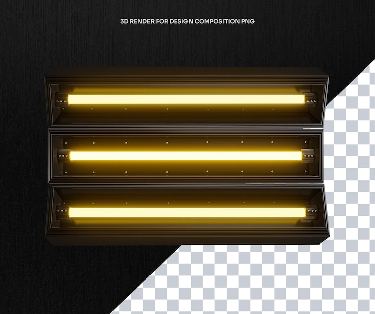 PSD rendering d'éléments 3d avec des lumières au néon pour la composition de conception sur fond alpha