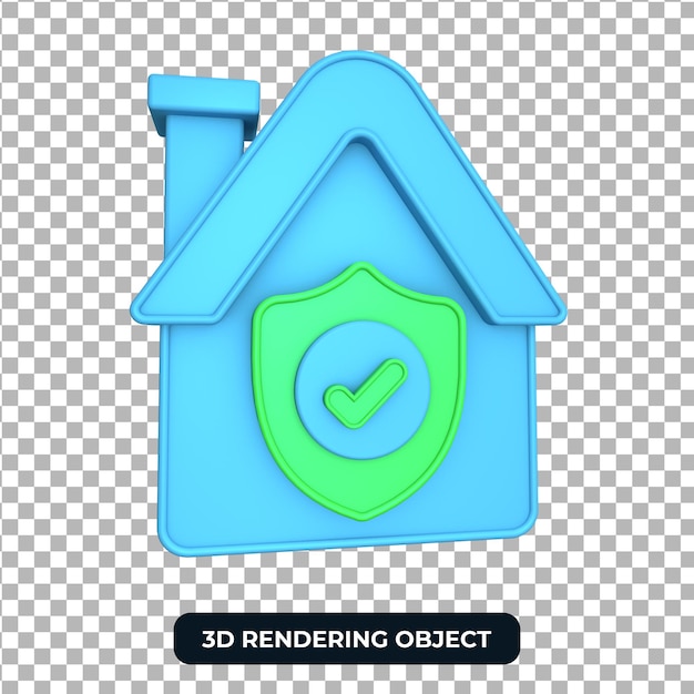 PSD rendering home safty 3d object background transparente