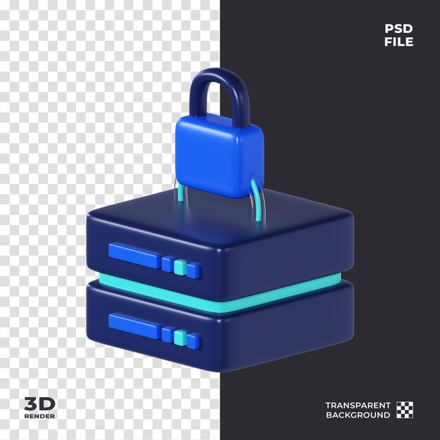 Rendering De L'icône De Verrouillage De La Base De Données 3d