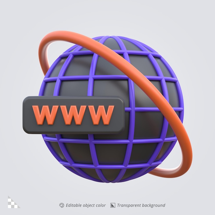 PSD rendering d'icônes 3d de la technologie du world wide web