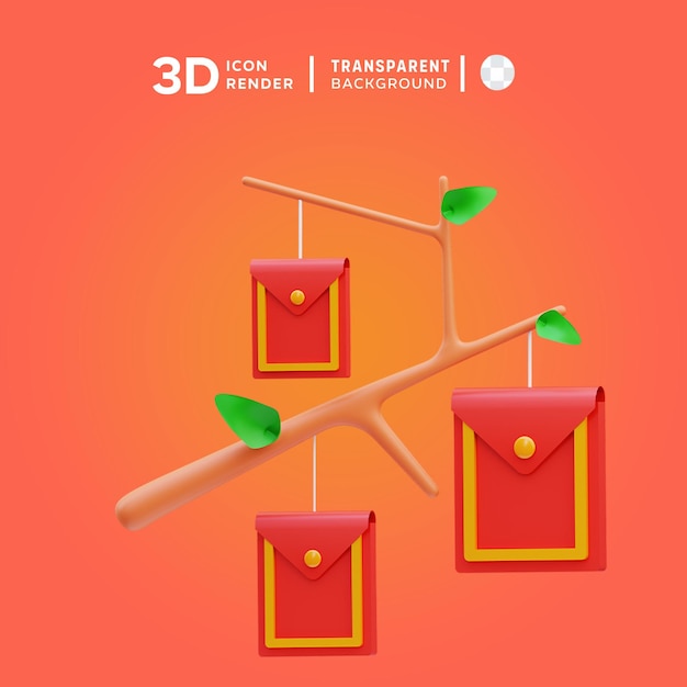 PSD rendering d'illustration 3d de la branche de l'arbre d'angpao