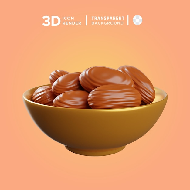 Rendering D'illustration 3d Des Dates Dans Un Bol