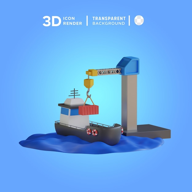 PSD rendering d'illustration 3d de la grue du port