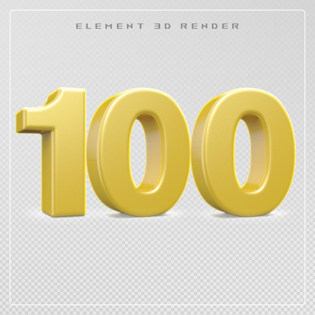Rendering in 3D del numero 100 dorato