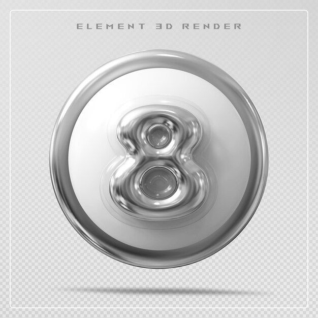 Rendering in 3D del numero 8 d'argento