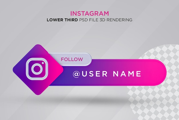 Rendering in stile 3d del terzo banner inferiore di Instagram Psd Premium