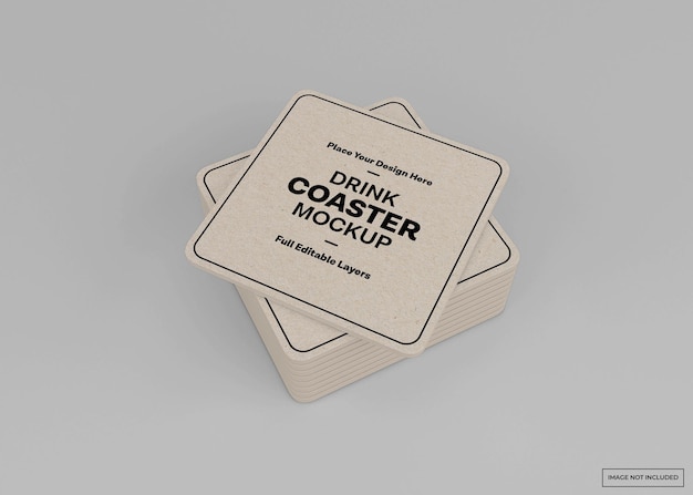 Rendering isolato mockup di sottobicchieri della bevanda
