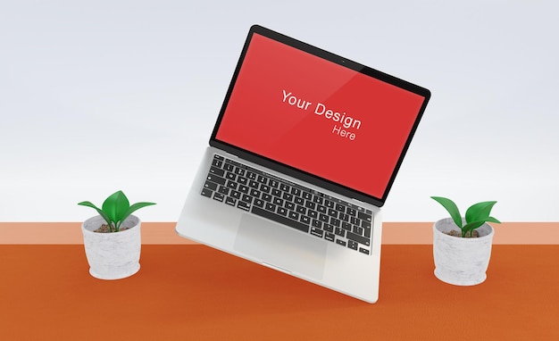 Rendering isolato mockup realistico del computer portatile PSD