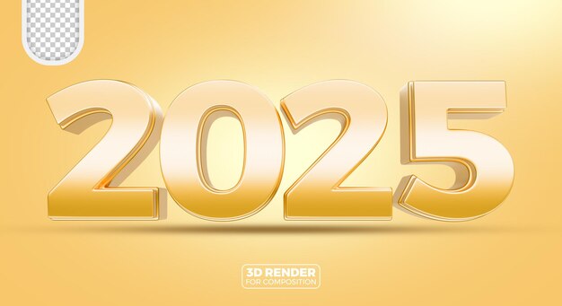 Rendering de oro en 3D para el año nuevo 2025