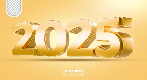 Rendering de oro en 3D para el año nuevo 2025