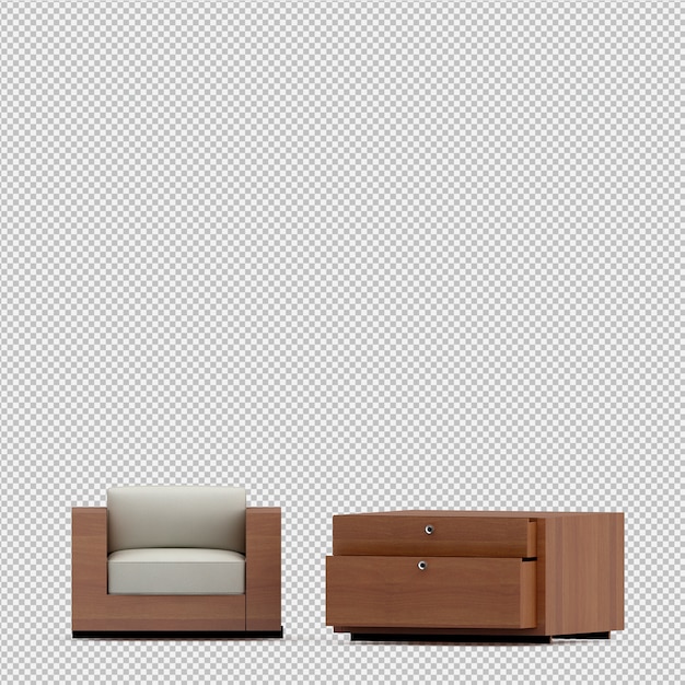 Rendering poltrona isometrica 3D