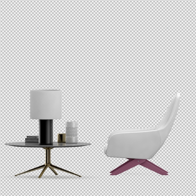 Rendering poltrona isometrica 3D