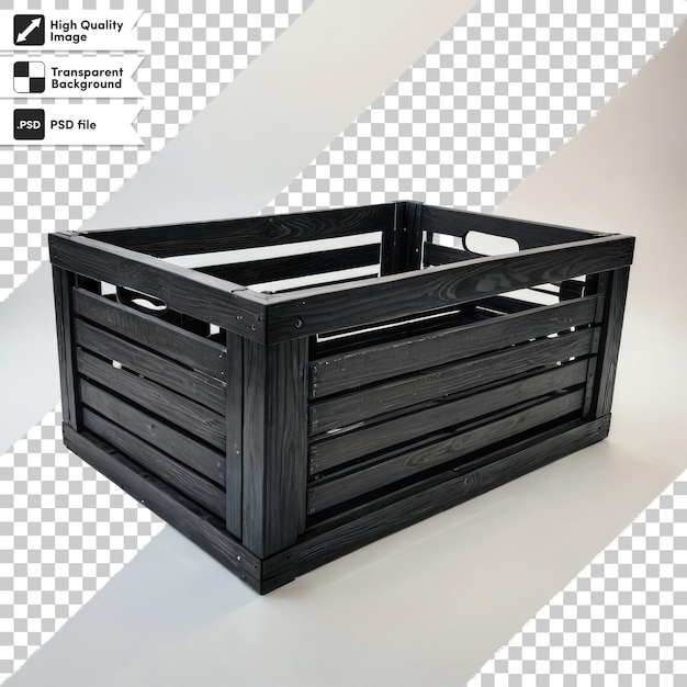 Rendering PSD 3d d'une caisse en bois sur un fond transparent avec une couche de masque modifiable